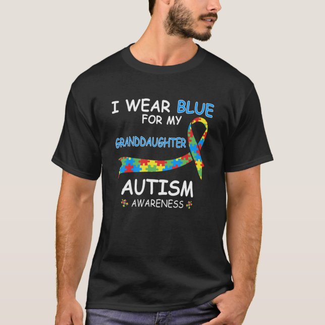 Camiseta Yo uso azul para mi nieta por el premio al autismo (Anverso)