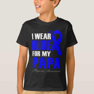 Camiseta Yo Uso Azul Para Mi Papa Alopecia Feather