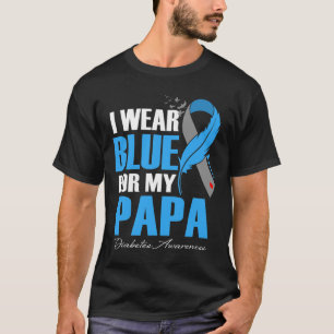 Camiseta Yo Uso Azul Para Mi Papá Diabetes Feather Awarenes
