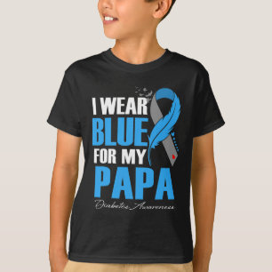 Camiseta Yo Uso Azul Para Mi Papá Diabetes Feather Awarenes