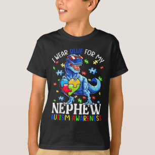Camiseta Yo Uso Azul Para Mi Sobrino Dinosau De Conciencia 