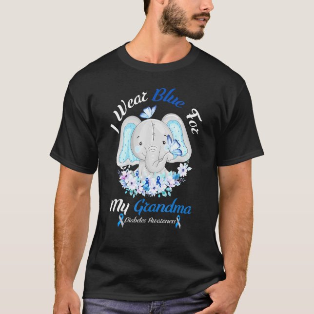 Camiseta Yo Uso Azul Por Conciencia De Mi Abuela Elefante P (Anverso)
