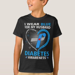 Camiseta Yo Uso Azul Por Mi Esposo Espero Amar La Diabetes 