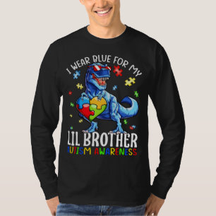 Camiseta Yo Uso Azul Por Mi Hermano Lil Dinosautismo Awa