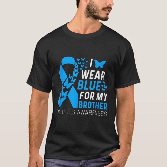 Camiseta Yo Uso Blues Para Mi Hermano Ribbon Diabetes Aware (Anverso)