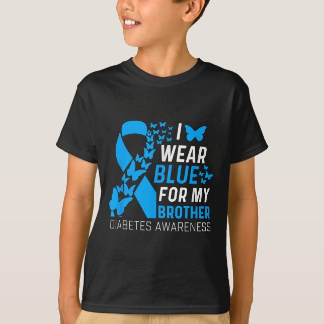 Camiseta Yo Uso Blues Para Mi Hermano Ribbon Diabetes Aware (Anverso)