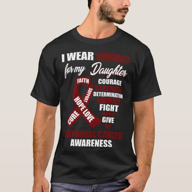 Camiseta Yo uso conciencia del cáncer laríngeo de Borgoña (Anverso)