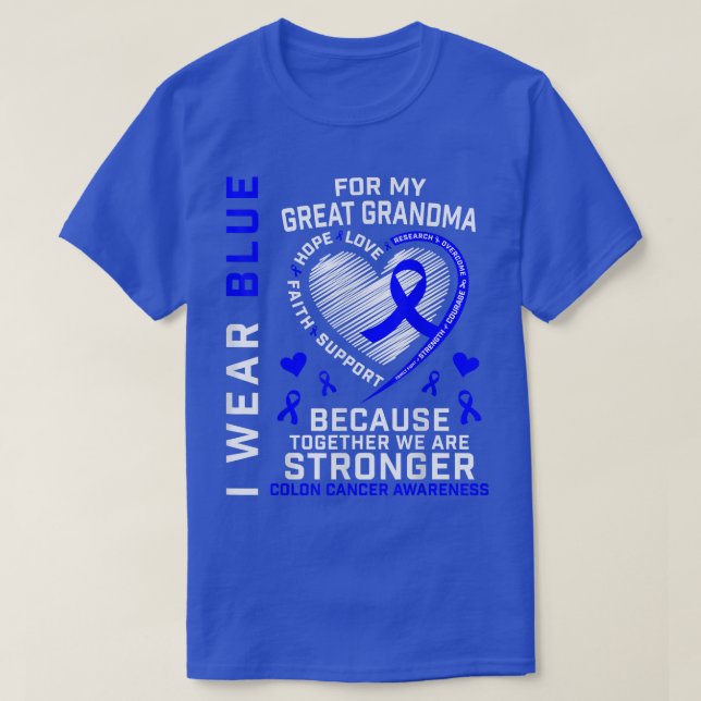 Camiseta Yo Uso El Azul Para Mi Gran Abuela, El Cáncer De C (Diseño del anverso)