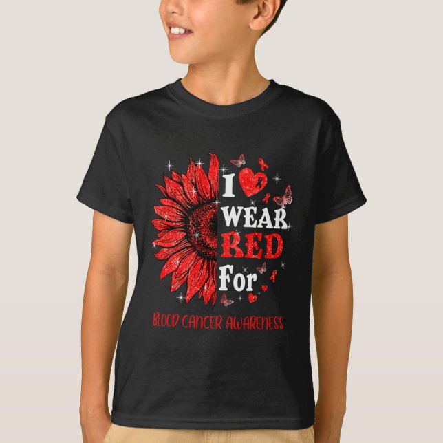 Camiseta Yo uso el rojo Twinkle Heart Sunflower Blogs Cance (Anverso)