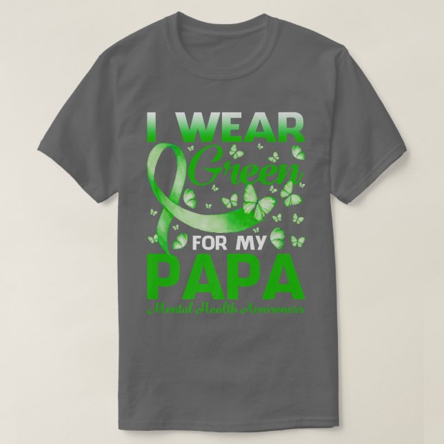 Camiseta Yo Uso El Verde Para Mi Papa Concienciación Sobre  (Diseño del anverso)