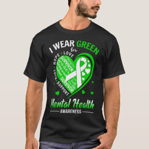 Camiseta Yo Uso La Cinta Verde Del Corazón Verde De Salud M