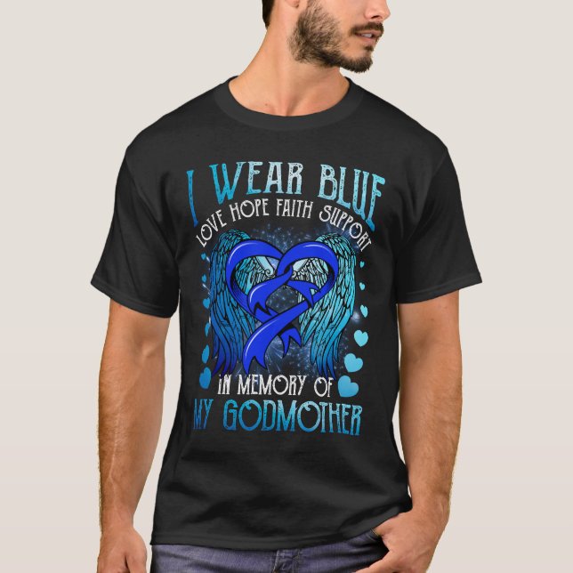 Camiseta Yo uso la memoria azul Consciente del Cáncer de Co (Anverso)