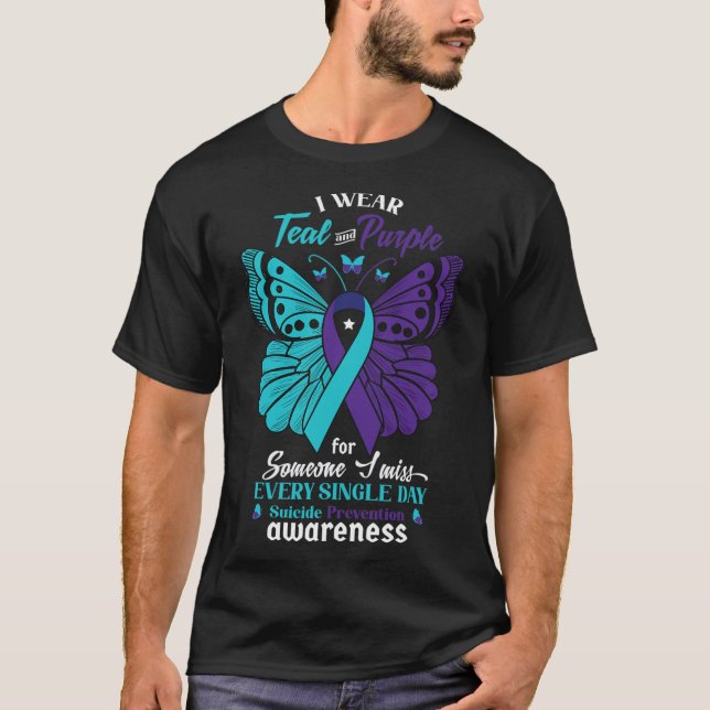 Camiseta Yo uso la mentalidad Verde azulada y morada de con (Anverso)