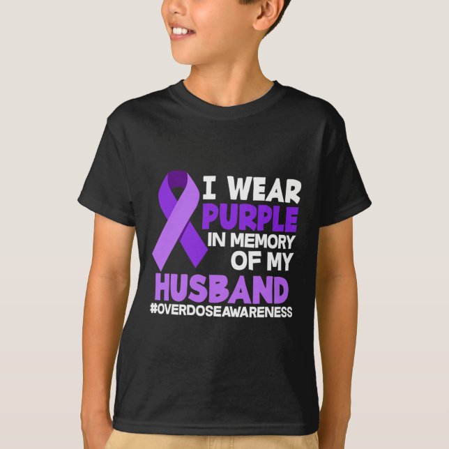 Camiseta Yo Uso Morado En Memoria De Mi Esposo Sobredosis A (Anverso)