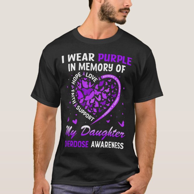 Camiseta Yo Uso Morado En Memoria De Mi Hija Sobredosificac (Anverso)