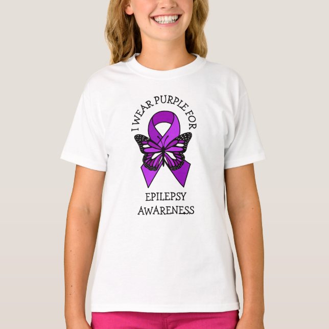 Camiseta Yo uso morado para la conciencia de la epilepsia (Anverso)
