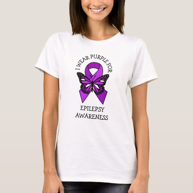 Camiseta Yo uso morado para la conciencia de la epilepsia (Anverso)