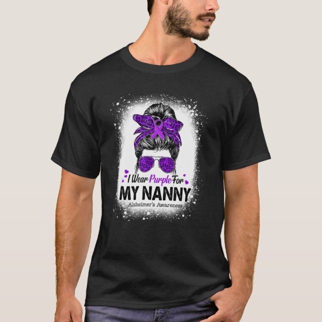 Camiseta Yo uso morado para la niñera desordenada guerra de (Anverso)