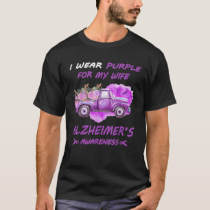 Camiseta Yo uso morado para mi esposa Alzheimer Tr
