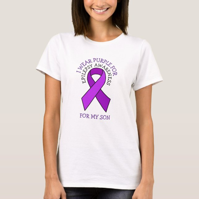 Camiseta Yo uso morado para mi hijo | Conciencia sobre la e (Anverso)