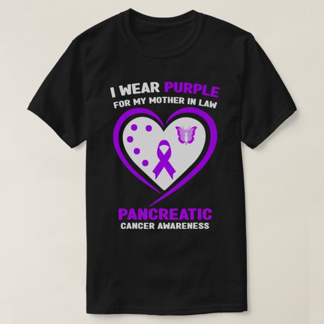 Camiseta Yo uso morado para mi madre en derecho canc pancre (Diseño del anverso)