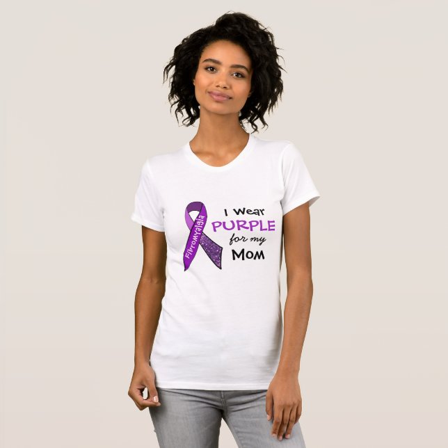 Camiseta Yo uso morado para mi madre Fibromialgia Shirt (Anverso completo)