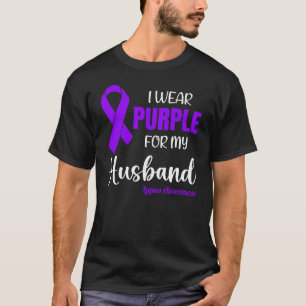 Camiseta Yo uso morado para mi marido para la conciencia de
