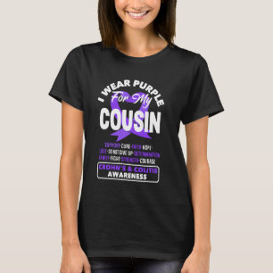 Camiseta Yo uso morado para mi primo Crohn y Colitis Awar