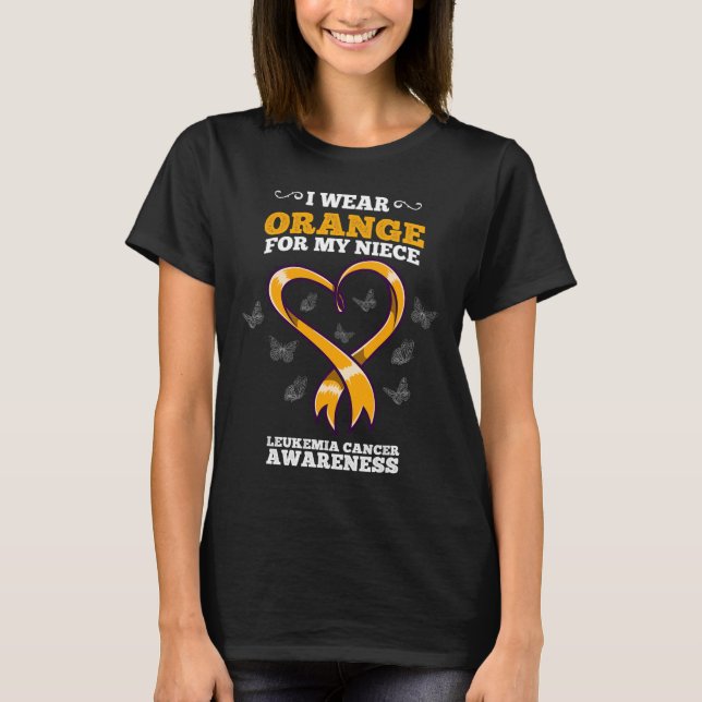 Camiseta Yo Uso Naranja Niece Leucemia Cáncer Sangre de Con (Anverso)