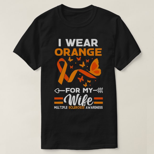 Camiseta Yo Uso Naranja Para Mi Esposa Con Esclerosis Múlti (Diseño del anverso)