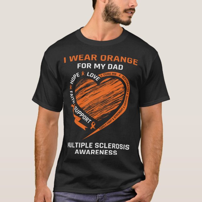 Camiseta Yo Uso Naranja Para Mi Familia De Papá MS Awarenes (Anverso)