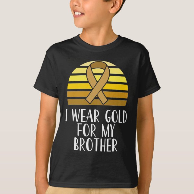 Camiseta Yo uso oro para mi hermano niño con cáncer (Anverso)