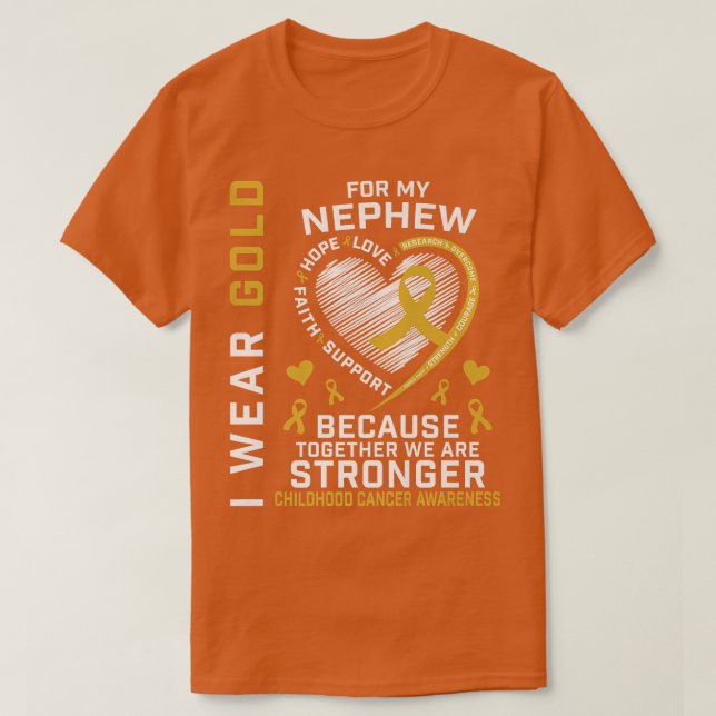 Camiseta Yo Uso Oro Para Mi Sobrino Awarene Del Cáncer Infa (Diseño del anverso)