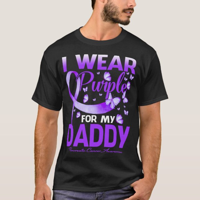 Camiseta Yo Uso Púrpura Para Mi Cáncer Pancreático De DADDY (Anverso)