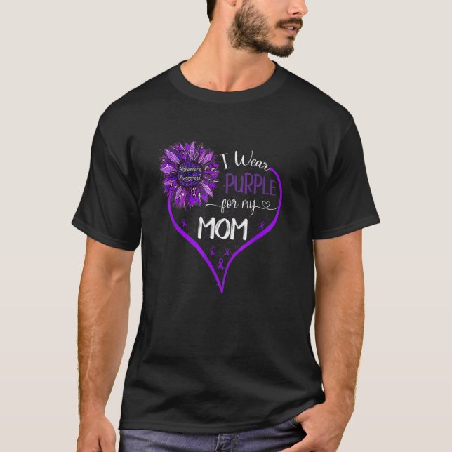 Camiseta Yo Uso Púrpura Para Mi Mamá Alzheimers (Anverso)