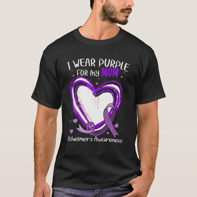 Camiseta Yo Uso Púrpura Para Mi Mamá Alzheimers Sensibiliza (Anverso)