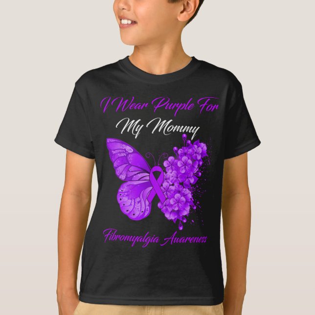 Camiseta Yo Uso Púrpura Para Mi Mami Fibromialgia Warrior 1 (Anverso)