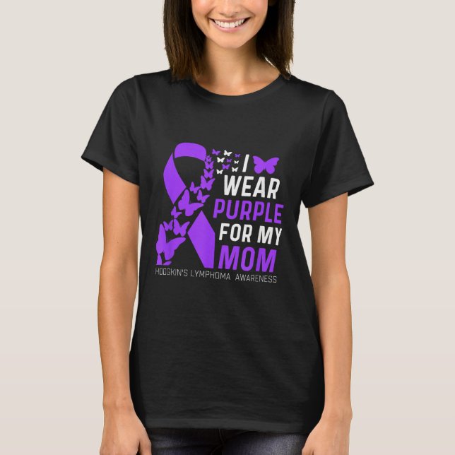 Camiseta Yo Uso Púrpura Para Mi Moms Hodgkins Lymphoma Awar (Anverso)