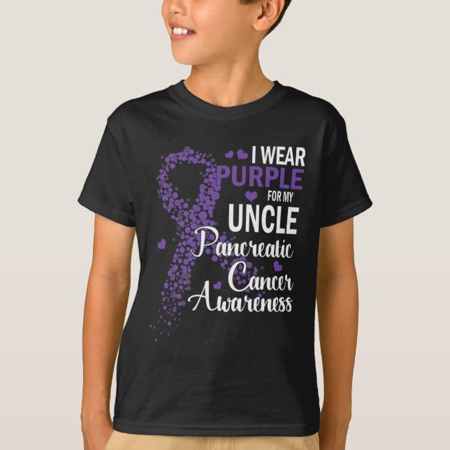 Camiseta Yo Uso Púrpura Para Mi Tío Con Cáncer Pancreático  (Anverso)