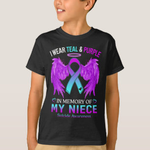 Camiseta Yo Uso Púrpura Verde azulado En Memoria Del Suicid