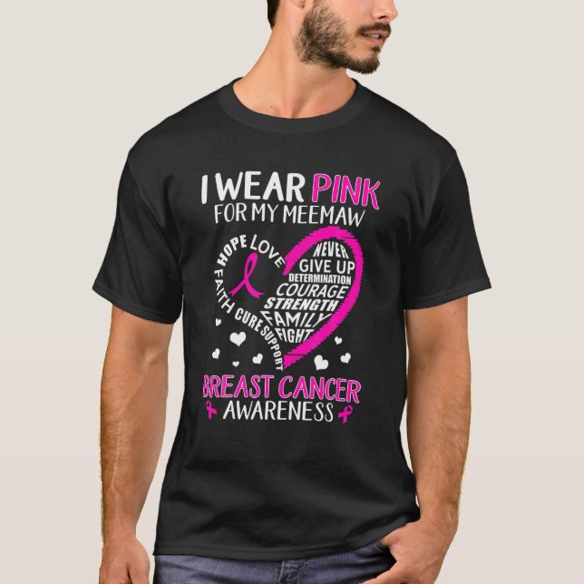 Camiseta Yo Uso Rosa Para Mi Corazón Memaw Fe Esperanza Amo (Anverso)