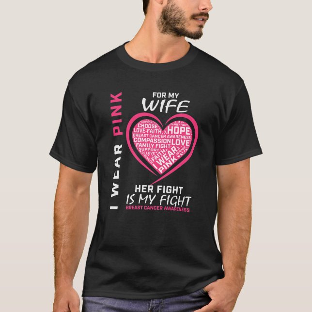 Camiseta Yo Uso Rosa Para Mi Esposa Concienciación Sobre El (Anverso)