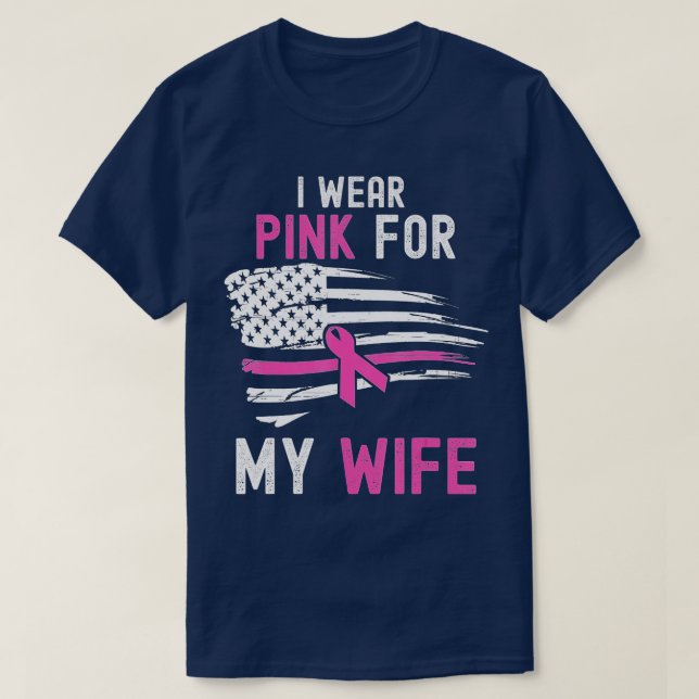 Camiseta Yo uso rosa para mi esposa el cáncer de mama (Diseño del anverso)