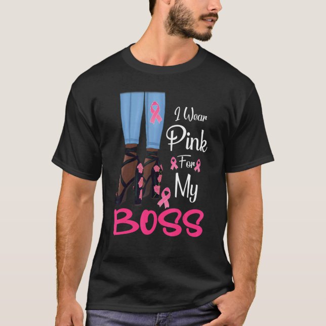 Camiseta Yo Uso Rosa Para Mi Jefe Cinta Melanin Mujer Negra (Anverso)