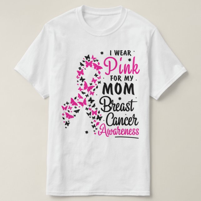 Camiseta Yo uso rosa para mi mamá para que conozca el cánce (Diseño del anverso)