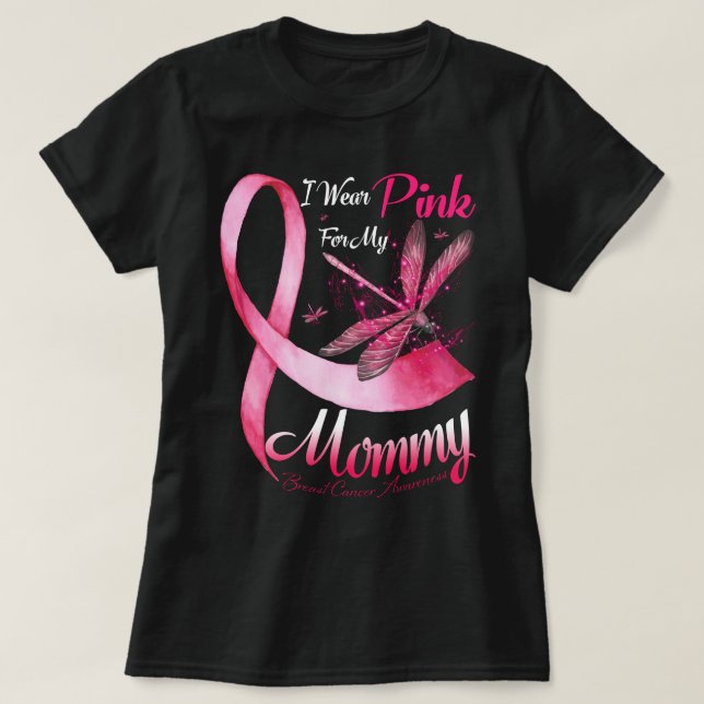 Camiseta Yo Uso Rosa Para Mi Mami Dragonfly Pink Ribbon Bre (Diseño del anverso)