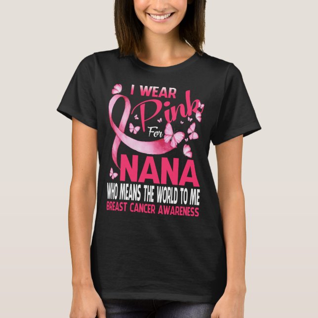 Camiseta Yo uso rosa para mi mariposa de cáncer de mama NAN (Anverso)