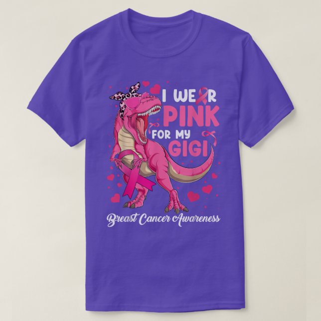 Camiseta Yo uso rosa para mis divertidos dinosaurios T Rex  (Diseño del anverso)