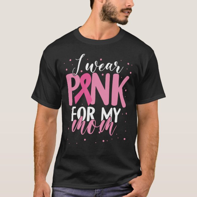 Camiseta Yo uso rosado para mamá Mes de Conciencia sobre el (Anverso)