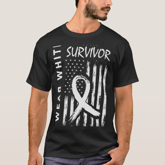 Camiseta Yo Uso Sobrevivientes De Cáncer De Pulmón Blanco H (Anverso)